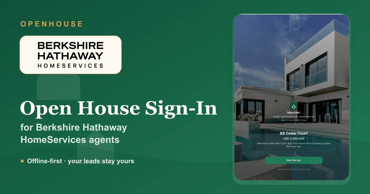 Berkshire Hathaway HomeServices Open House Sign-In Sheet (iPad App)