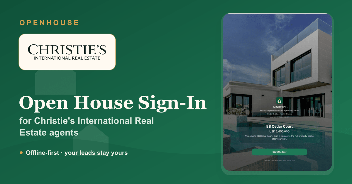 Christie's International Real Estate Open House Sign-In Sheet (iPad App)