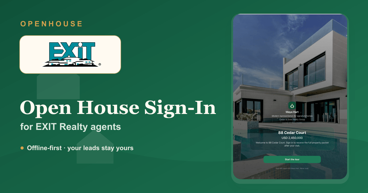 EXIT Realty Open House Sign-In Sheet (iPad App)