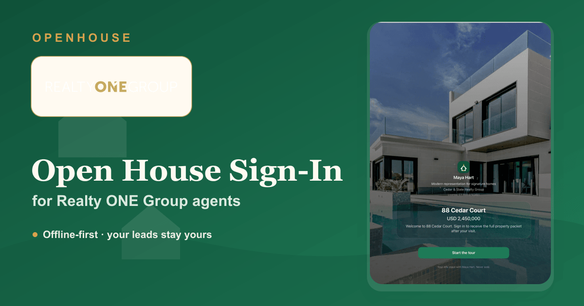 Realty ONE Group Open House Sign-In Sheet (iPad App)