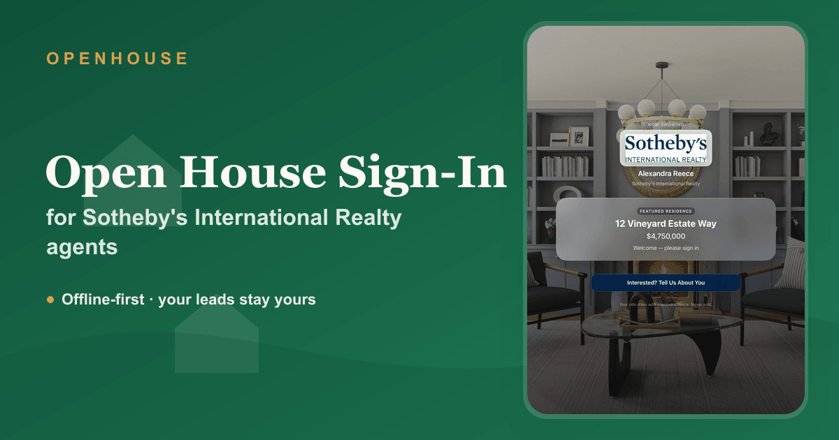 Sotheby's International Realty Open House Sign-In Sheet