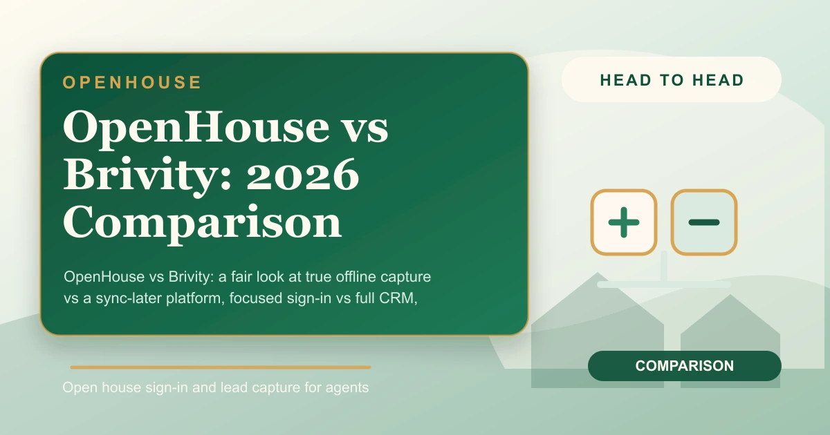 OpenHouse vs Brivity open house sign-in and lead capture compared on iPhone and iPad