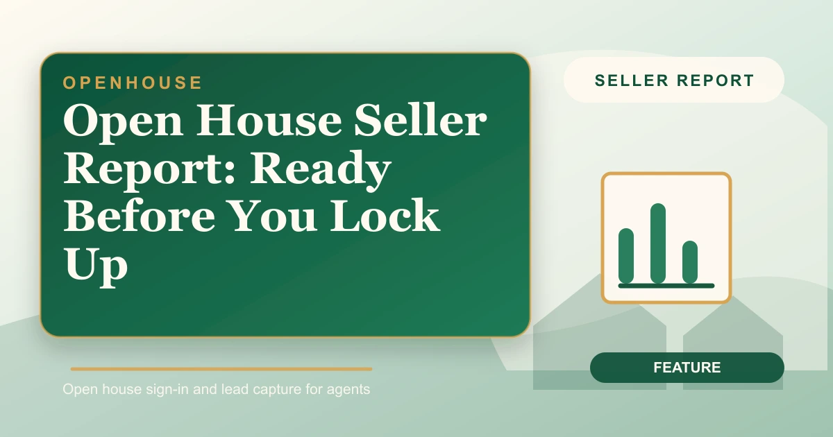 Open house seller report PDF showing visitor count, buyer interest mix, and feedback themes