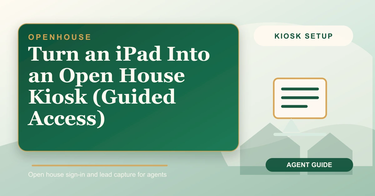 Agent setting up an iPad open house kiosk on a stand with Guided Access