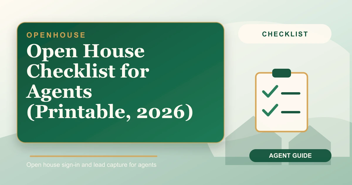Open house checklist for realtors printed beside an iPad sign-in station